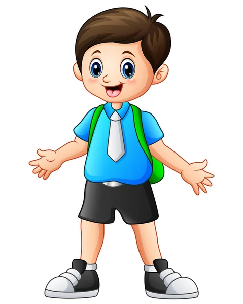 A Cute boy cartoon waving — Stock Vector