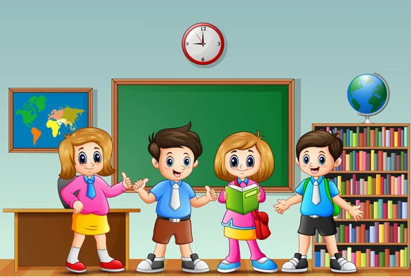 Många barn ständiga framsidan av klassrummet — Stock vektor