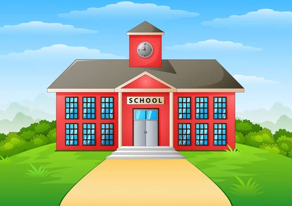 Σχολικό κτίριο και διαδρομή — Διανυσματικό Αρχείο