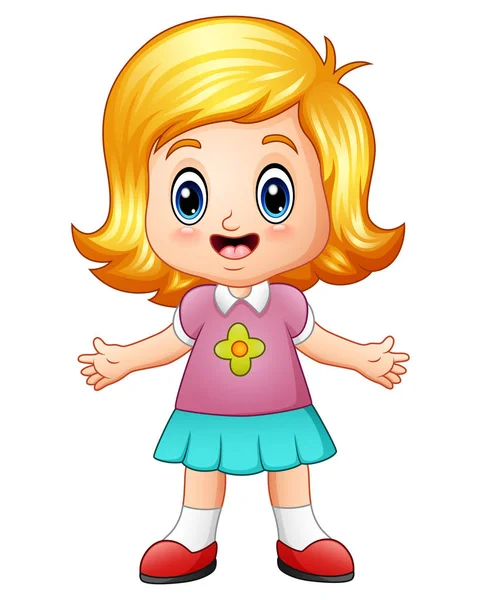 Cartoon little girl with blond hair — Stock Vector