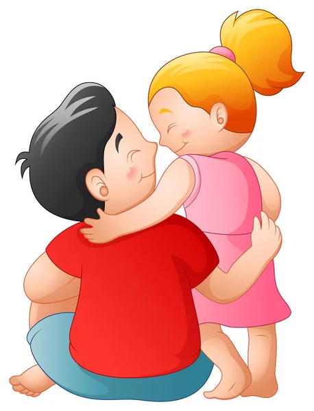 Vader en haar dochter samen knuffelen — Stockvector