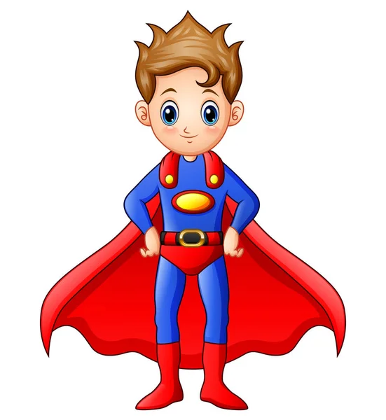 Super-herói menino desenhos animados — Vetor de Stock