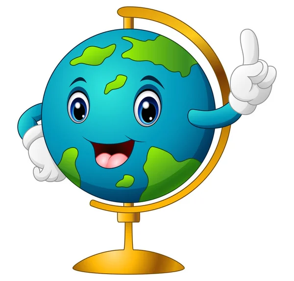 Мультфільм світовий глобус вказує — стоковий вектор