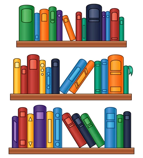 Libreria con libri colorati — Vettoriale Stock