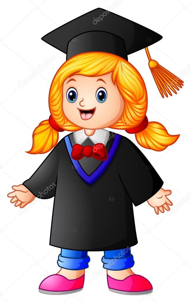 Graduation Girl Cartoon Happy Graduation Girl Cartoon — Stock Vector