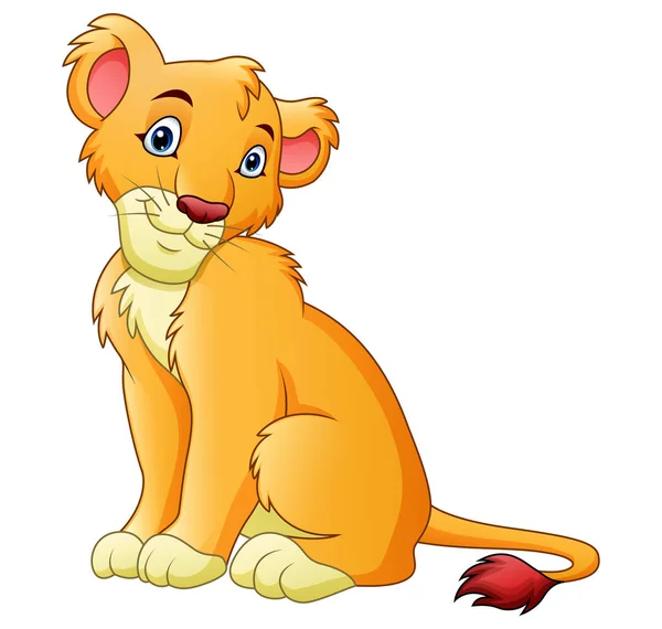 白い背景に孤立した漫画のライオン — ストックベクタ