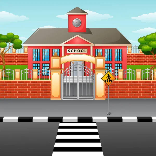 Edifício escolar com passarela —  Vetores de Stock