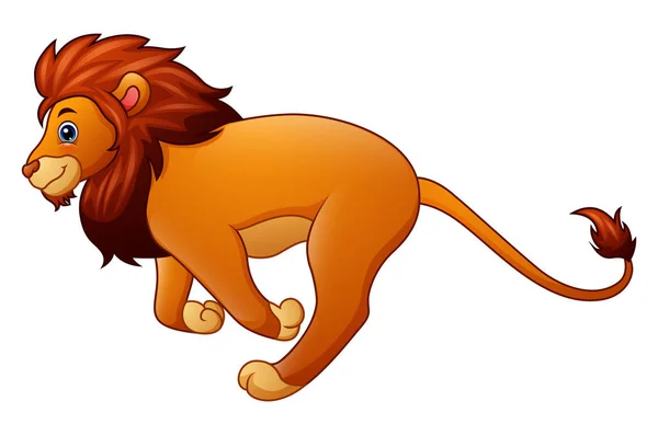 Милий лев мультфільм біжить — стоковий вектор
