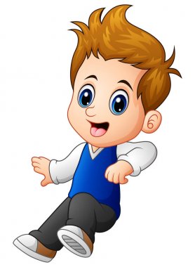 Cute little boy jumping clipart