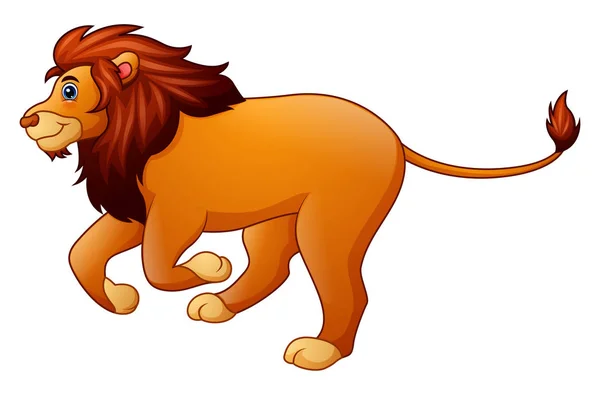 Bonito leão desenho animado correndo — Vetor de Stock