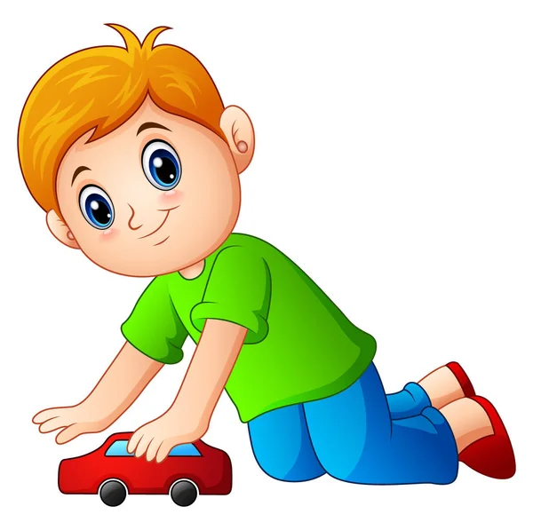 Little boy playing a toy car — Stock Vector