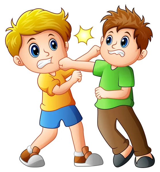 Zwei Jungen kämpfen — Stockvektor