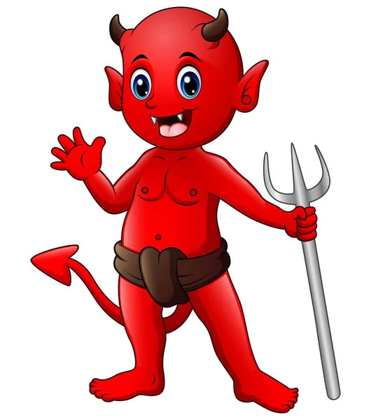 Piccolo diavolo rosso che ondeggia — Vettoriale Stock