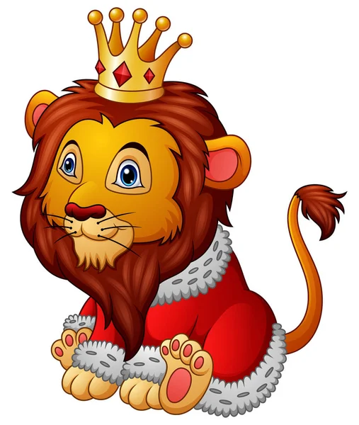 Мультяшный лев в королевской одежде — стоковый вектор