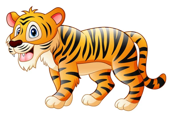 Lindo tigre de dibujos animados — Vector de stock