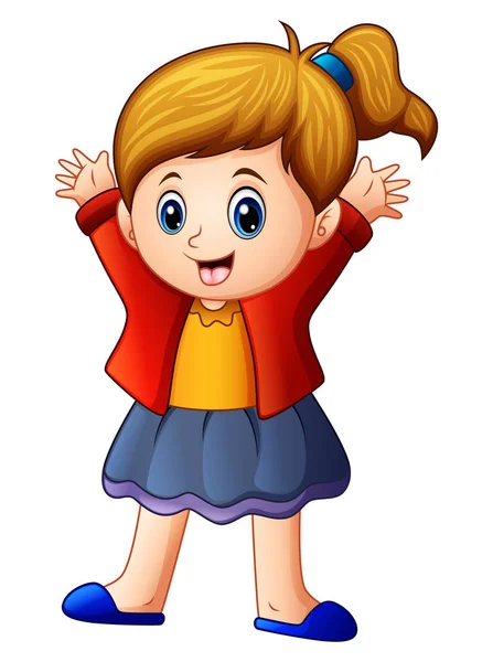 Little girl in red jacket — Stock Vector