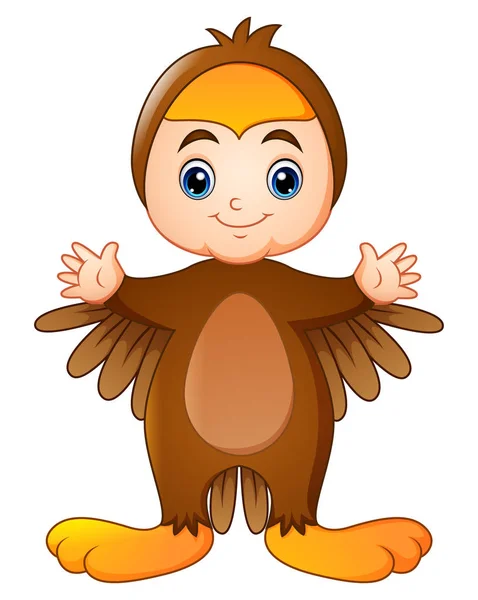 Счастливый маленький мальчик в костюме совы — стоковый вектор