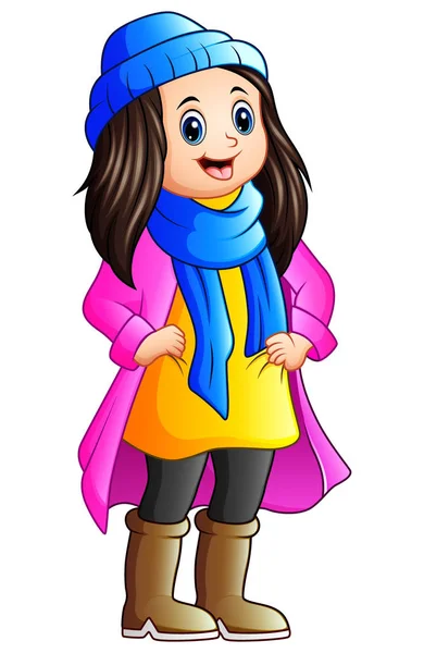 Cute girl wearing winter clothes — Stock Vector