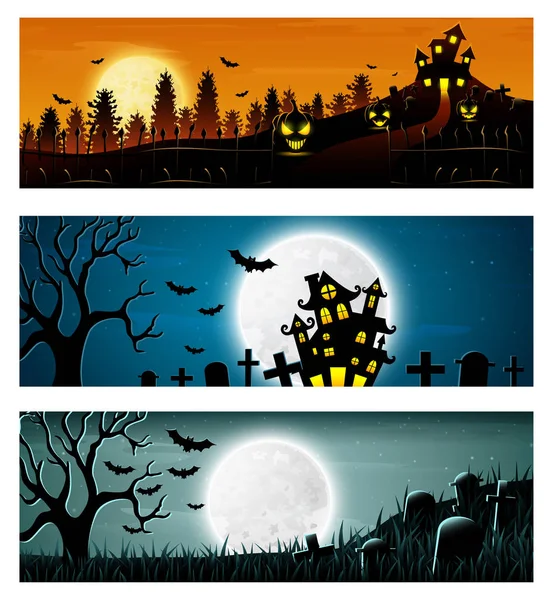 Ensemble de bannière Halloween heureux — Image vectorielle