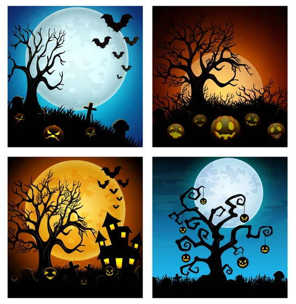 Feliz conjunto de banner de Halloween — Vector de stock