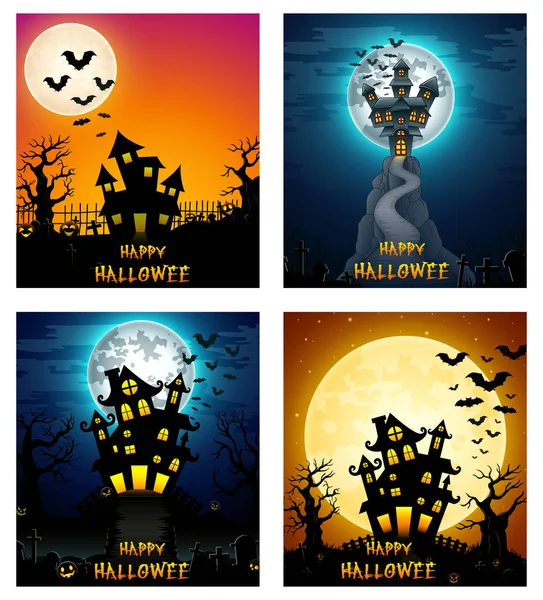 Happy Halloween banner set - Stok Vektor