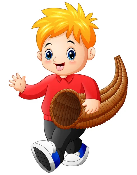 Kleiner Junge mit Füllhorn — Stockvektor