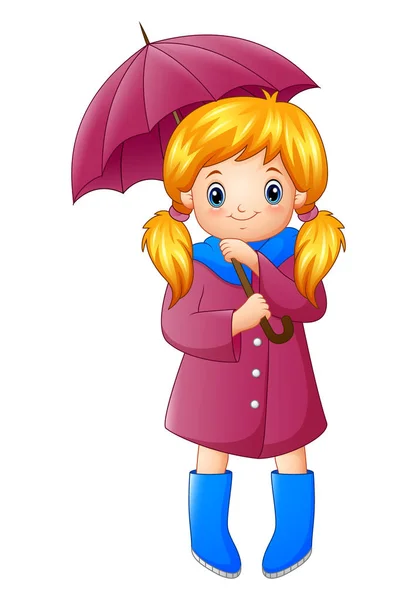 Beautiful autumn girl holding umbrella — Stock Vector