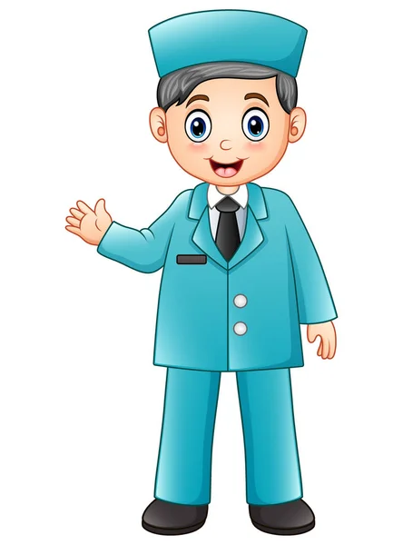 Cartone animato infermiera maschile in uniforme blu — Vettoriale Stock