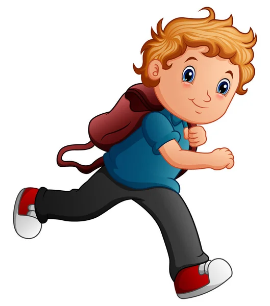 School boy cartoon running — Stock Vector