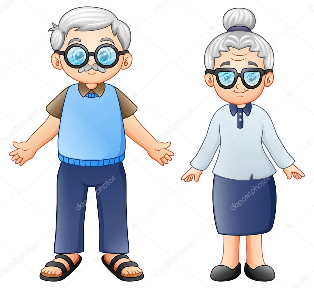 Cartoon elderly couple