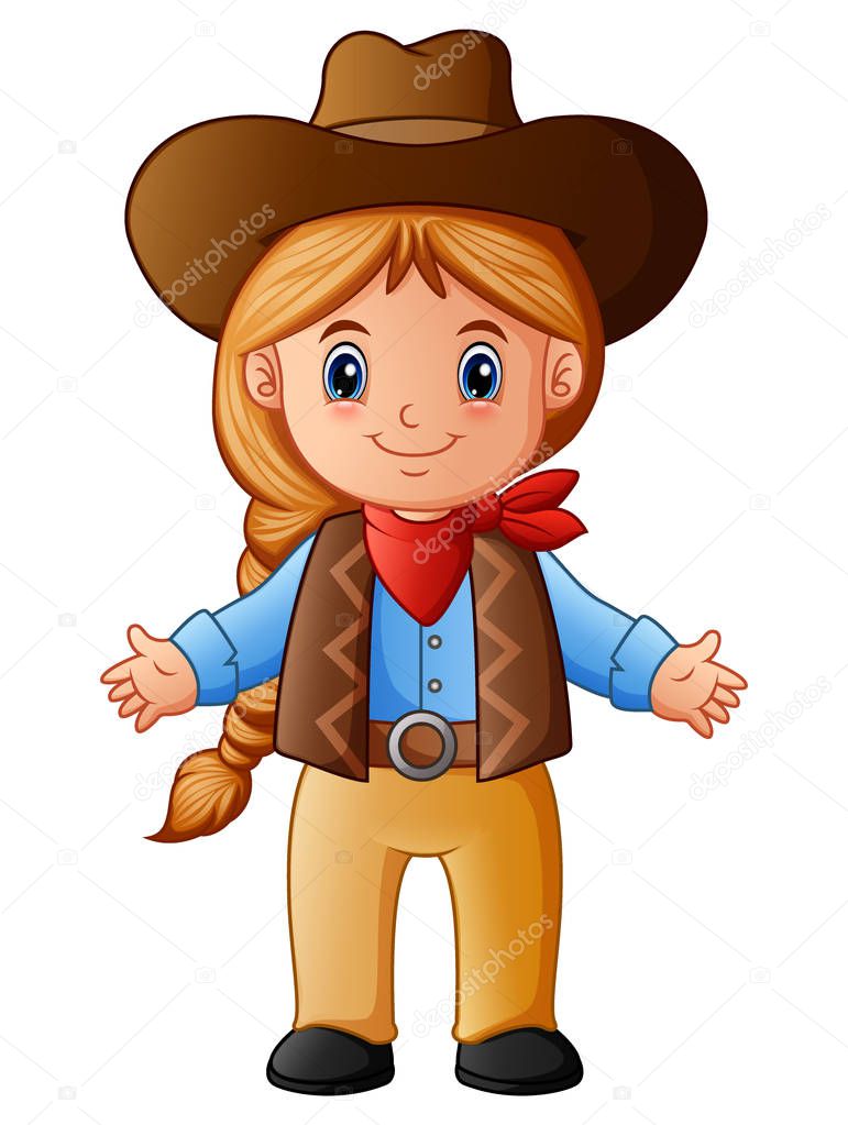 Pictures: cowgirl cartoon picture | Cute little cowgirl cartoon — Stock