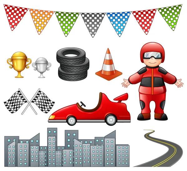 Set of car racing isolated on white background — Stock Vector