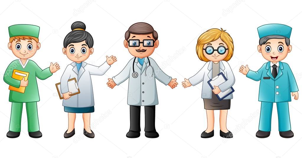 Medical team isolated on white background. Doctor and Nurse