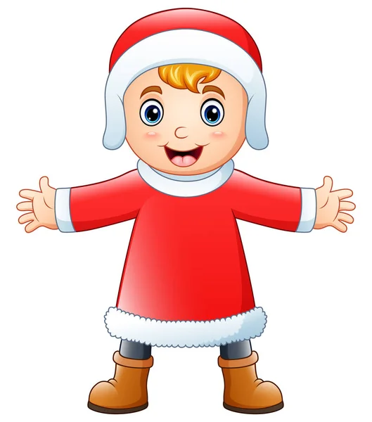 Gelukkige jongen in santa claus kostuum — Stockvector