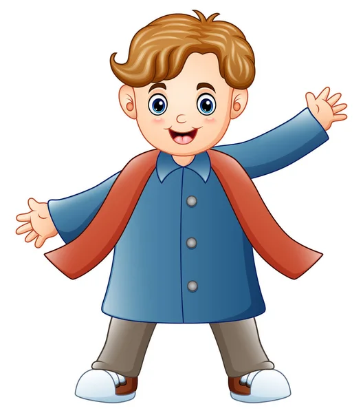 Мультфильм счастливый мальчик в зимней одежде — стоковый вектор
