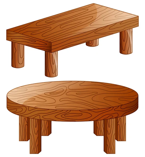 Dřevěné stoly kreslený izolovaných na bílém pozadí — Stockový vektor