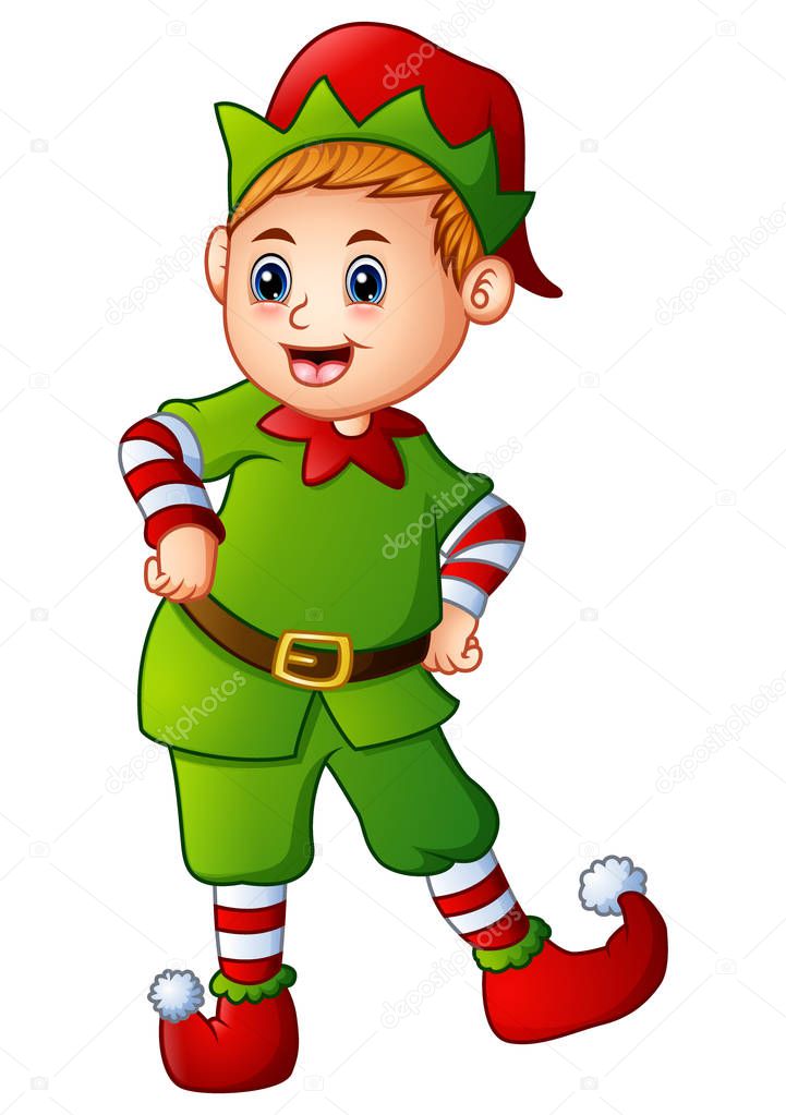 Cartoon christmas elf posing