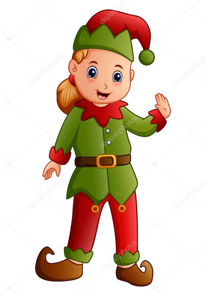 Vector illustration of Cartoon happy christmas elf