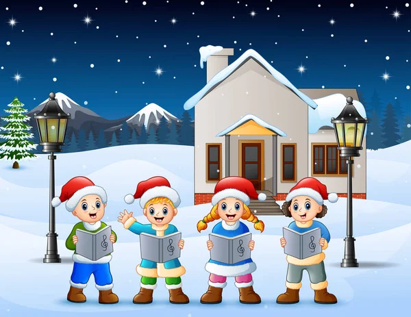 Illustrazione Vettoriale Del Bambino Felice Che Indossa Cappello Babbo Natale — Vettoriale Stock