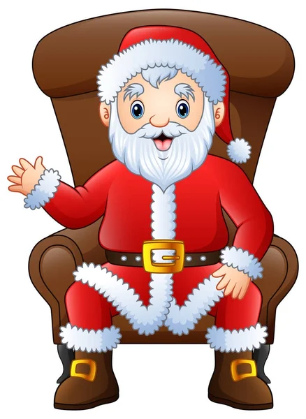 Illustrazione Vettoriale Del Cartone Animato Babbo Natale Seduto Poltrona Uno — Vettoriale Stock