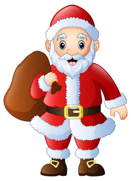 Ilustración Vectorial Cartoon Santa Claus Llevando Saco Regalos — Archivo Imágenes Vectoriales