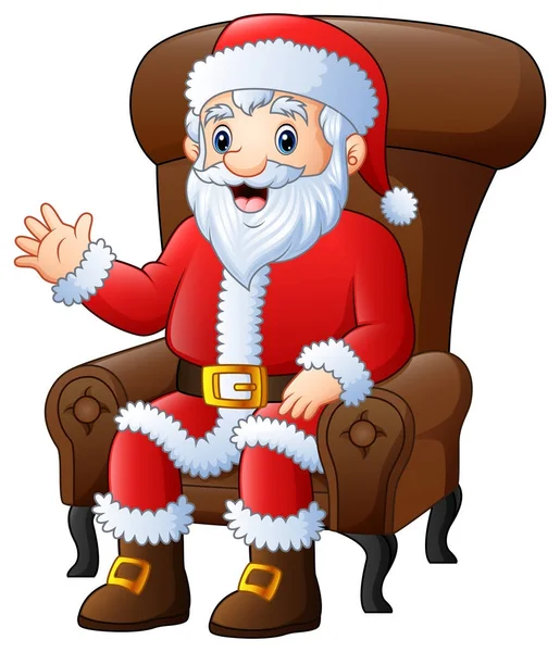 Illustrazione Vettoriale Del Cartone Animato Babbo Natale Seduto Poltrona Uno — Vettoriale Stock