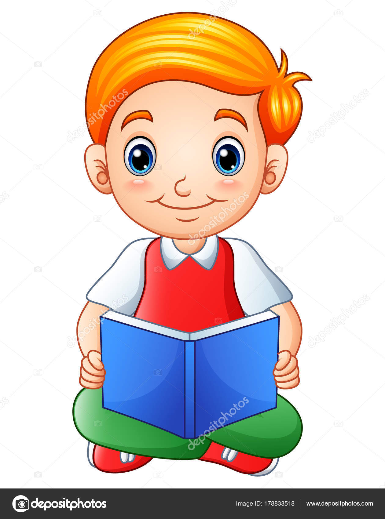 Little Boy Reading Clipart