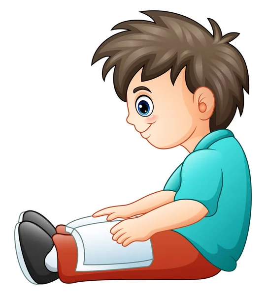 Vektorové Ilustrace Malého Chlapce Čtení Knihy — Stockový vektor
