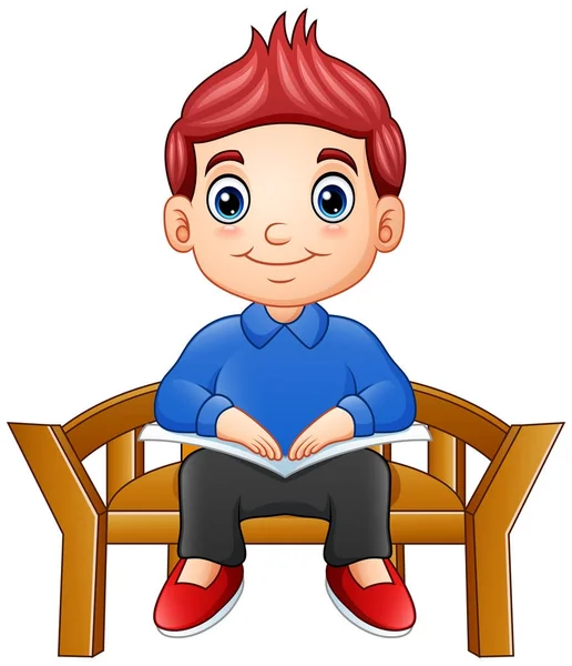 Chlapeček Sedí Židli Čte Knihu — Stockový vektor
