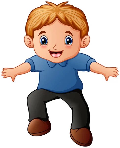 Lindo nino de dibujos animados en camisa azul Vector de stock por dualoro 160949124