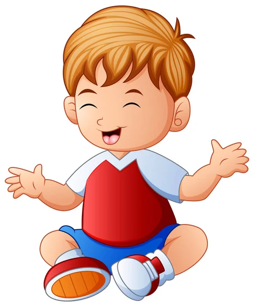 Vector Illustration Cartoon Happy Boy — 스톡 벡터