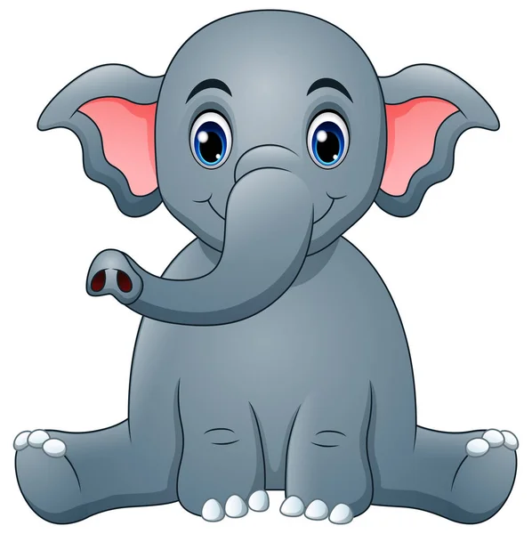 Vector Illustration Cute Elephant Cartoon Sitting — Stock Vector