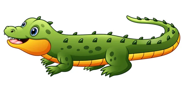 Illustration Vectorielle Dessin Animé Crocodile Mignon Isolé Sur Fond Blanc — Image vectorielle