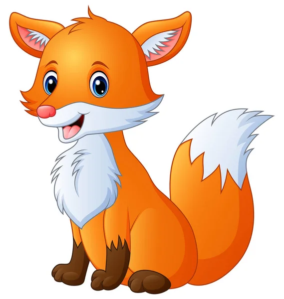 可爱狐狸卡通画的矢量图解 — 图库矢量图片